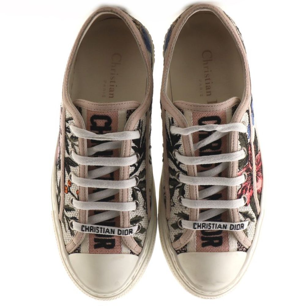 Christian Dior Women's Walk'N'Dior Sneakers Embroidered Canvas Neutral, Print - Picture 2 of 5